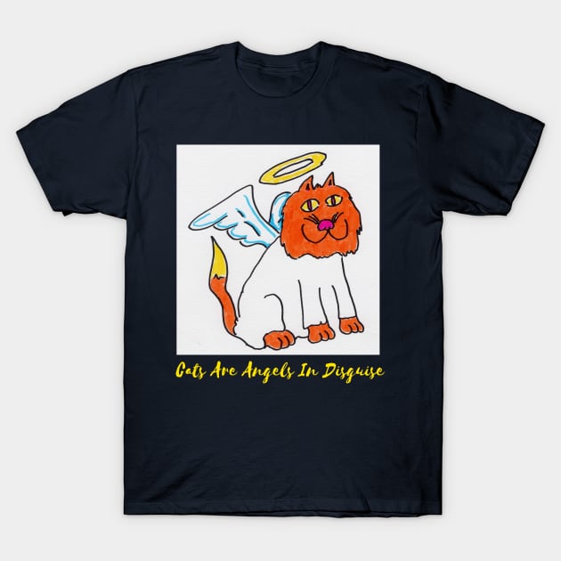 Cats Are Angels in Disguise T-Shirt by ConidiArt